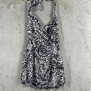 Catalina Black & White Women Tie Neck Under Panel Shorts Swim Suit Size M(8-10)